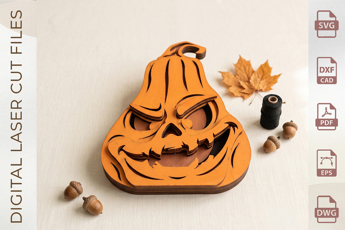 3D Layered Jack-O-Lantern Bundle, an Object Graphic by WoodoraCut (Photo 2 of 6)