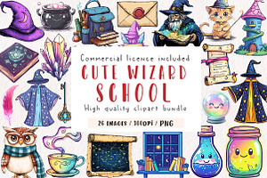 Cute Wizard School  Clipart, an Illustration by CreationArt