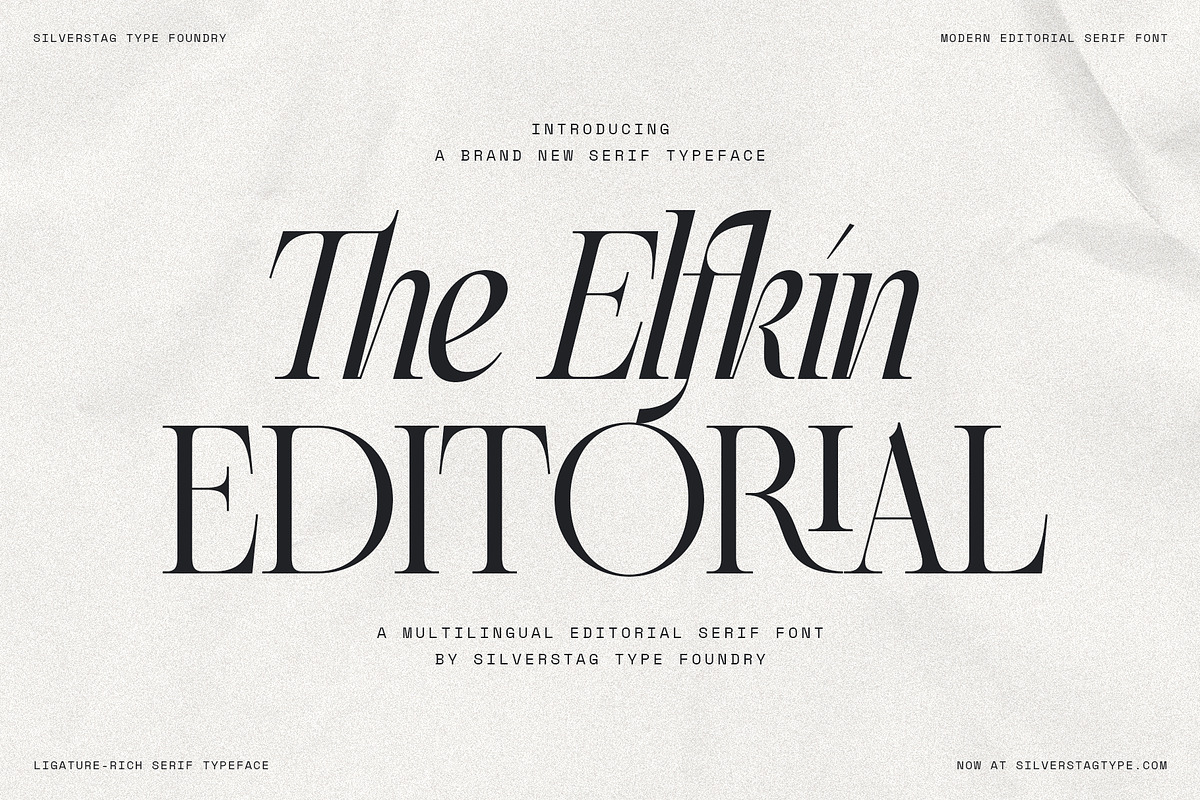 The Elfkin Editorial - Modern Serif, a Serif Font by SilverStag Type Foundry (Photo 1 of 20)