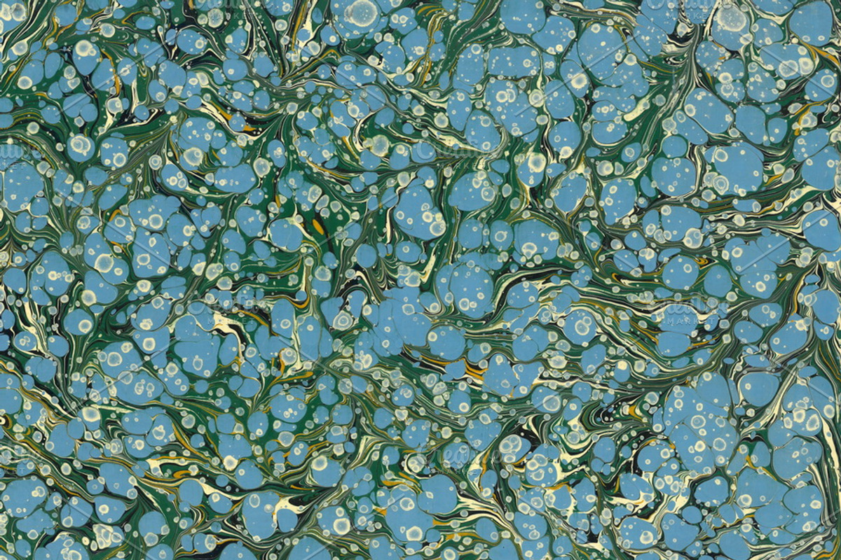 2 Hand Marbled Papers Turquoise, a Texture Graphic by Marblingdom (Photo 3 of 3)