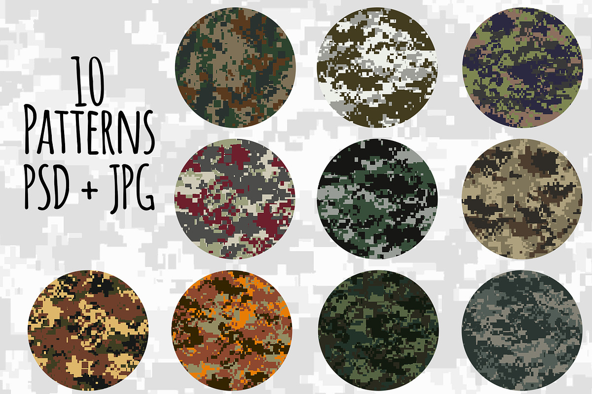 Pixel Camouflage Patterns, a Pattern Graphic by 3Y_Design (Photo 2 of 5)