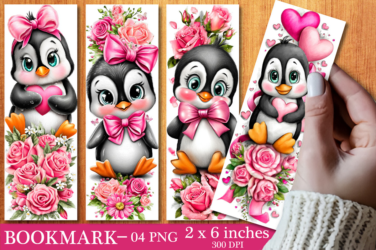 Cute Penguin Bookmark Sublimation, an Illustration by SinaCreation (Photo 1 of 3)