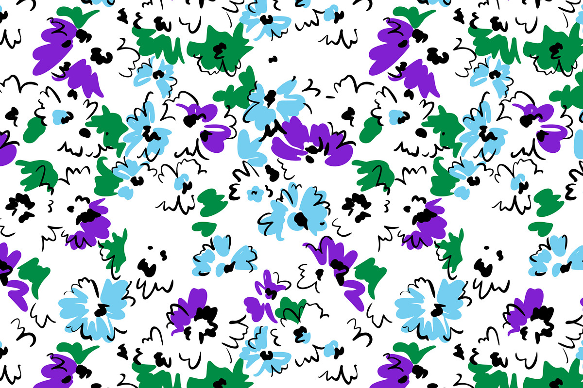 Simple daisies. Vector set 4 prints., a Pattern Graphic by GALAKAM (Photo 3 of 6)