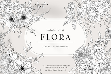 Minimalist Line Art Flowers, a Decorative Illustration by La Petite Line Art