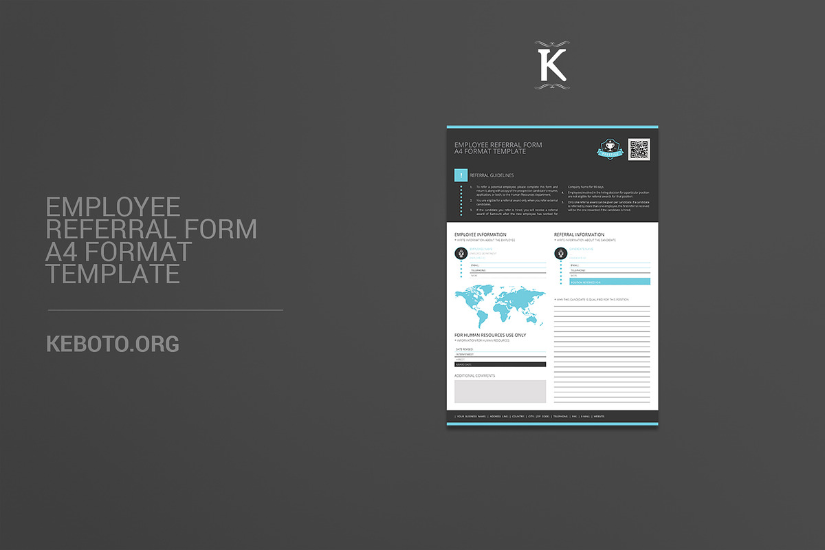 Employee Referral Form A4 Format, a Templates & Theme by Keboto