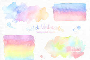 Pastel Watercolor Splashes Clipart