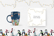Watercolor Winter Penguin Village, an Illustration by Navenzeles (Thumbnail 6 of 11)