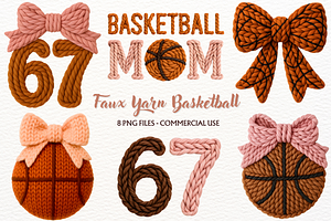 Faux Yarn Basketball Mom 67 Bow PNG, a Sport Illustration by SugarCloudStudioArt