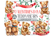Valentine's day teddy bears clipart, an Animal Illustration by ArtfulStudio (Thumbnail 1 of 10)