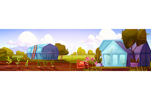 Cartoon garden landscape with, an Object Illustration by art PVP - market