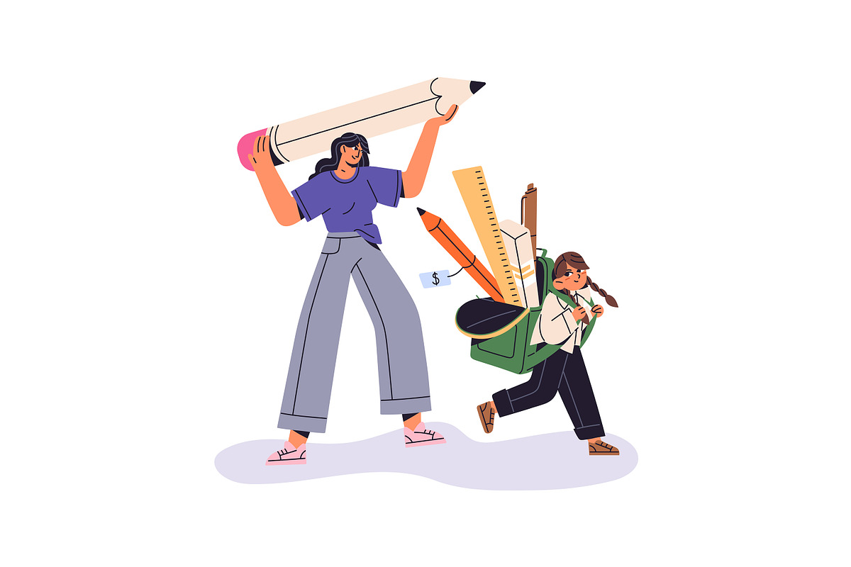 Kids back to school concept set, an Education Illustration by PaperTrident (Photo 7 of 9)