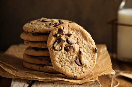 Homemade chocolate chip cookies with milk featuring homemade, chocolate, and, a Food & Drink Photo by farwasser