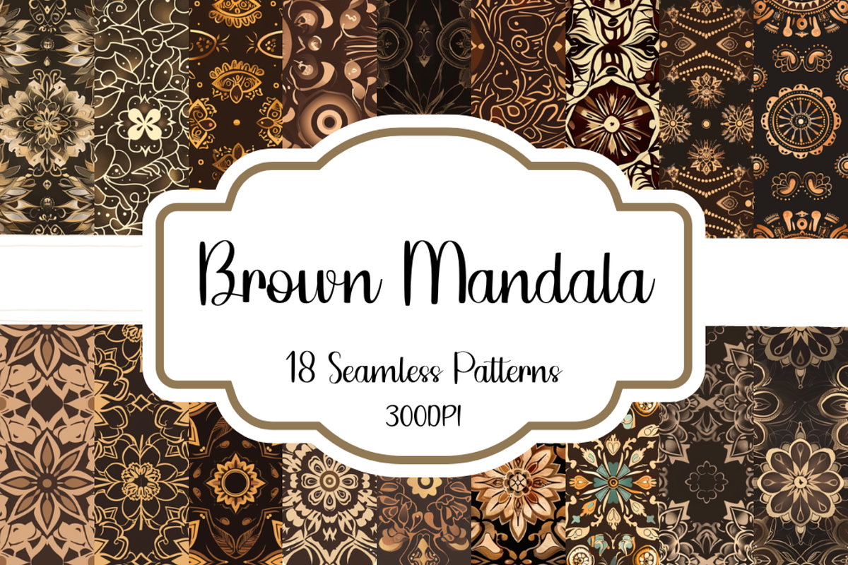 Brown Mandala Seamless Patterns, a Pattern Graphic by PrintablesByFranklyn (Photo 1 of 4)
