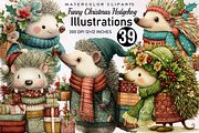 Funny Christmas Hedgehog Clipart, an Illustration by SVGArt (Thumbnail 1 of 8)