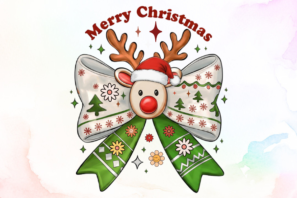 Merry Christmas Deer With Bow PNG, an Illustration by Sublimation Artist (Photo 1 of 9)