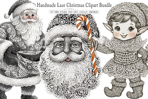 Handmade Lace Christmas Clipart, an Illustration by SinaCreation