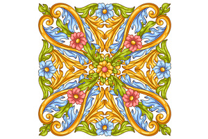 Decorative Floral Ceramic Tile In