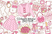 Coquette Valentine Clipart Bundle, a Seasonal Illustration by TitaLivingArt (Thumbnail 1 of 9)