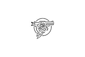 Minimalist Gun And Rose Logo