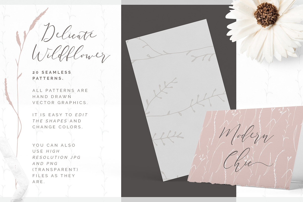 Wildflower Patterns + Templates Set, a Pattern Graphic by Youandigraphics