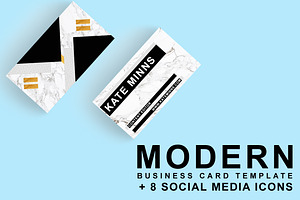 Modern Business Card + 8 Icons