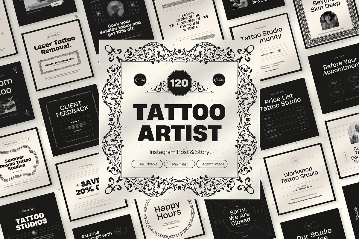 120 Tattoo Artist Instagram Template, a Social Media Template by Branding Victory STD (Photo 1 of 10)