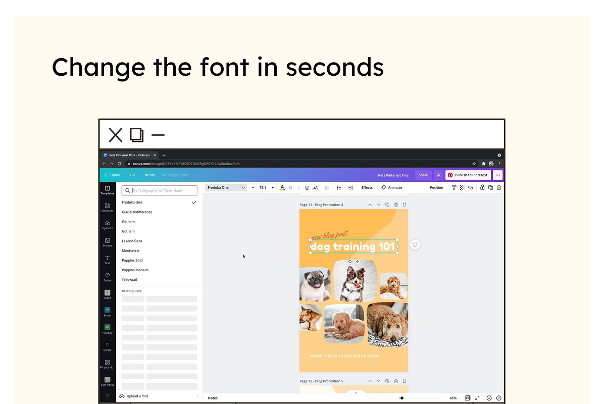 Pets Pinterest Pins Canva Templates, a Social Media Template by Cultive Creative (Photo 5 of 12)