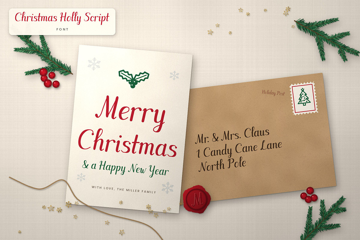 Christmas Holly Script Font, a Script Font by vladocar (Photo 2 of 9)