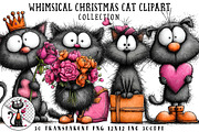 Quirky Valentine Black Cat Clipart, an Illustration by OK Design (Thumbnail 1 of 6)