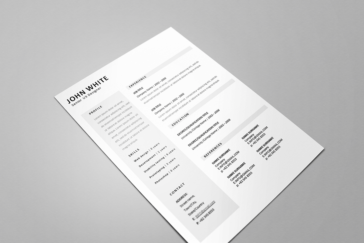 One page Resume CV + cover letter 1, a Resume Template by UX Design Mastery Shop (Photo 3 of 4)