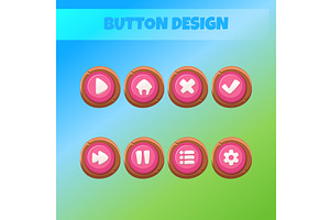 Game ui set of Buttons. Cartoon GUI, a Graphic by BabySofja