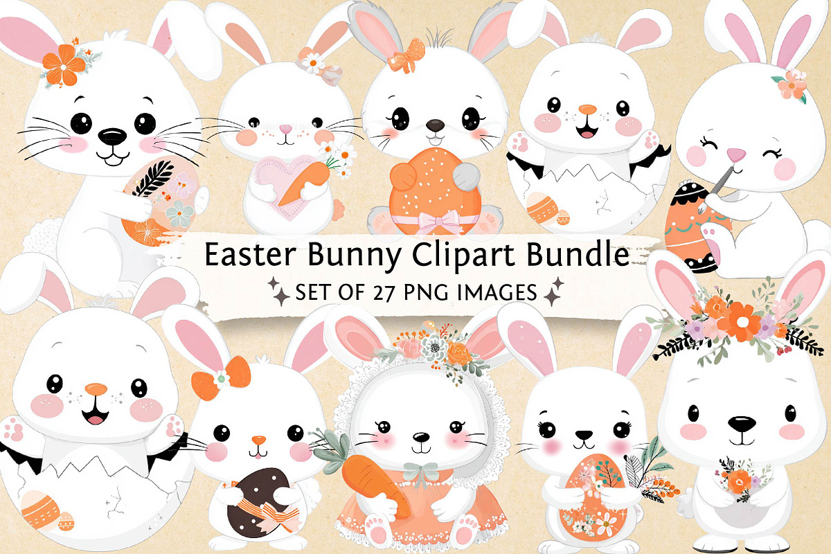 Easter Bunny Clipart Bundle, an Illustration by DreamPrint404 (Photo 1 of 5)