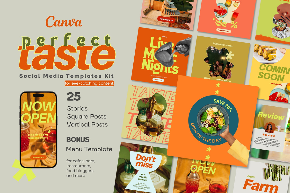 Perfect Taste Social Media Kit, a Social Media Template by Cat In Colour (Photo 1 of 8)