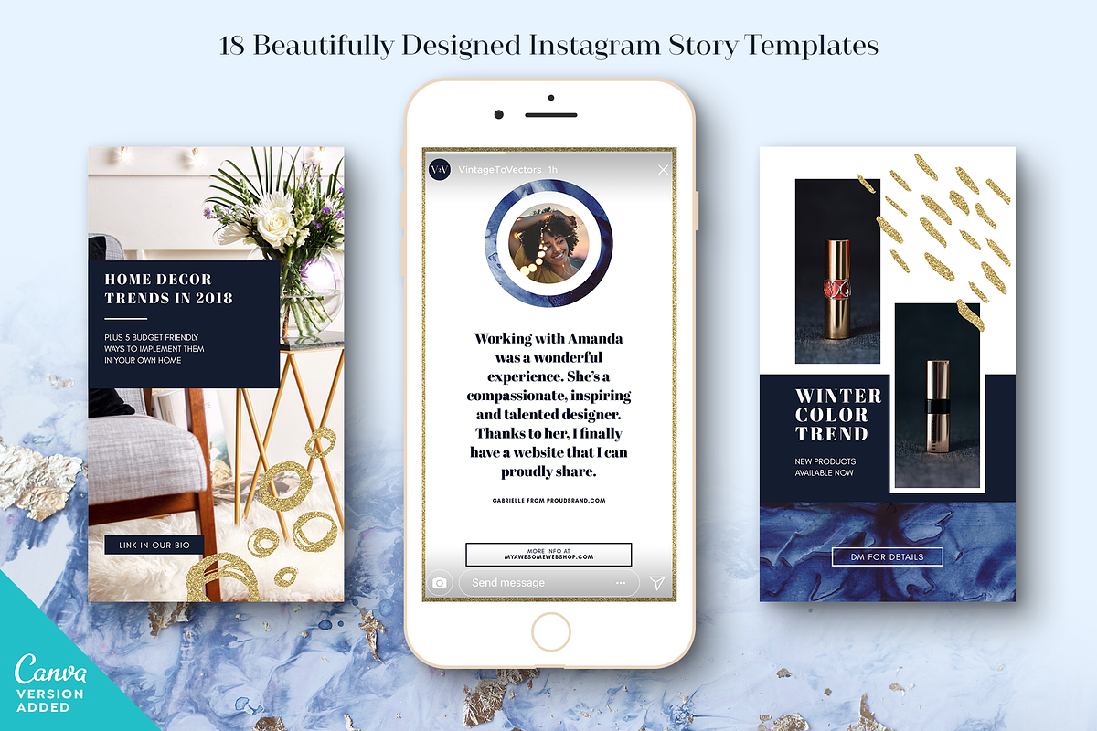 INDIGO Instagram Story Templates, a Social Media Template by Vintage To Vectors (Photo 6 of 9)