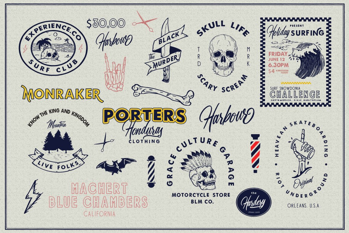 Harbour Typeface Badges Logo, a Sans Serif Font by Anxiety Studio (Photo 7 of 8)