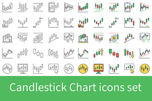 Candlestick Chart Trading icons set, an Icon by VenomousVector