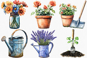 Watercolor Gardening Day Clipart, an Illustration by Canvas Craft (Thumbnail 2 of 7)