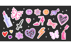 Cute girly icons - y2k sticker set., an Object Illustration by art PVP - market