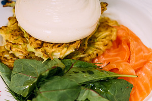 Preparing dish gourmet food cream siphon sauce, a Food & Drink Photo by Photo Drive Studio