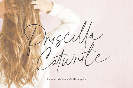 Priscilla Catwrite, a Handwritten Font by NUGS