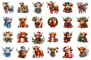 Cute Christmas Highland Cow Clipart, an Illustration by SinaCreation (Thumbnail 2 of 7)