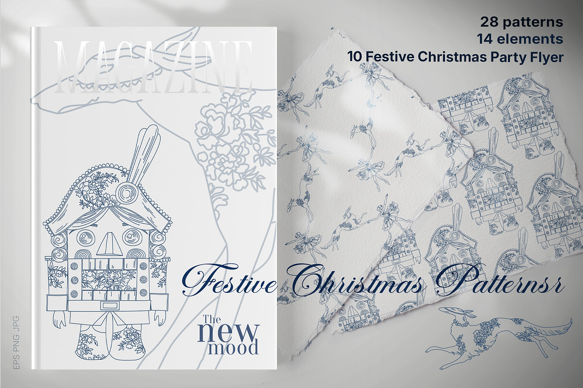 Festive Christmas patterns, a Decorative Illustration by LanaDzi (Photo 4 of 25)