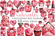 Watercolor Valentines Day Clipart, an Illustration by Libby Wishes (Thumbnail 1 of 7)