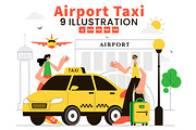 9 Airport Taxi Service Illustration, a Transportation Illustration by denayunebgt (Thumbnail 1 of 3)
