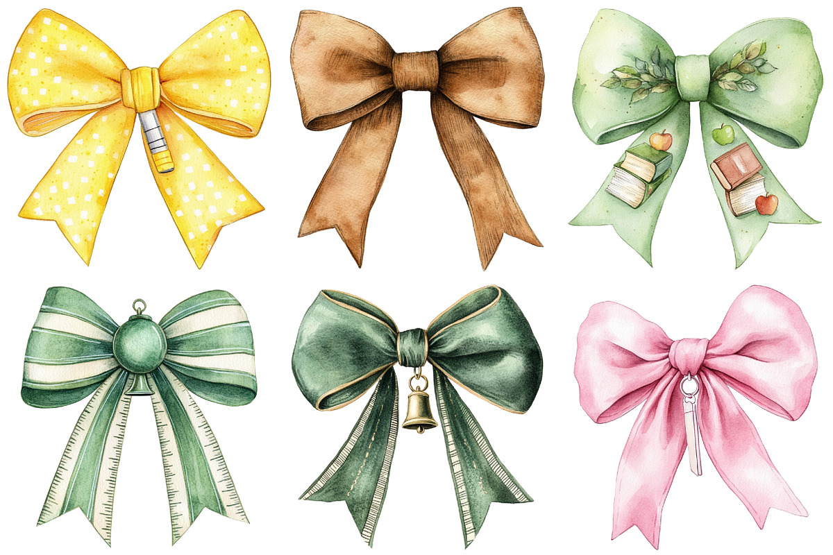 Watercolor Back to School Bow PNG, an Illustration by Craft Nest (Photo 5 of 6)