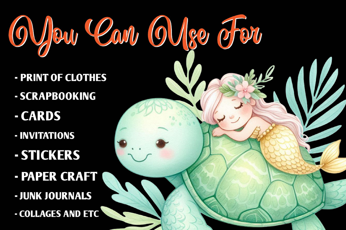 Summer Mermaid Watercolor Clipart, an Illustration by CreationArt (Photo 7 of 9)
