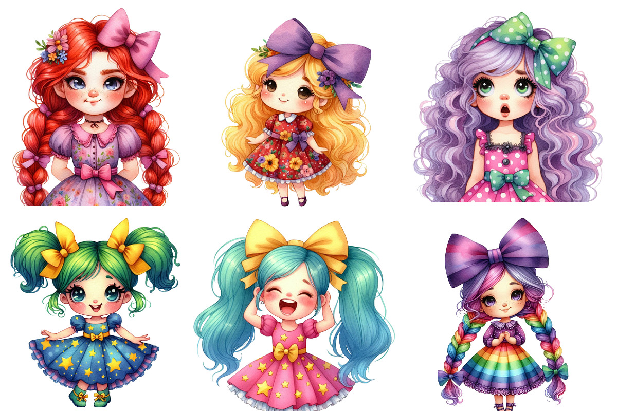 Watercolor Girls Sublimation Clipart, an Illustration by Designworld (Photo 2 of 5)
