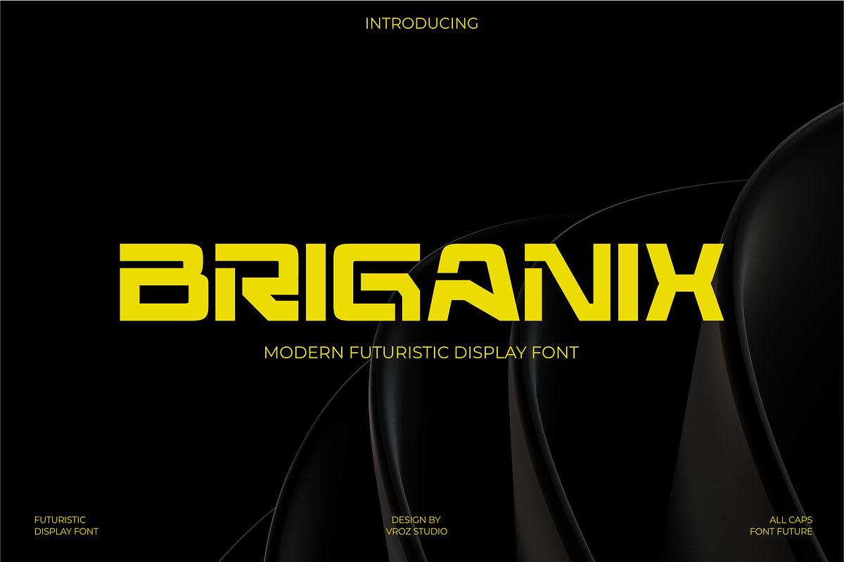 Briganix – Futuristic Modern font, a Sans Serif Font by Vroz Studio (Photo 1 of 8)