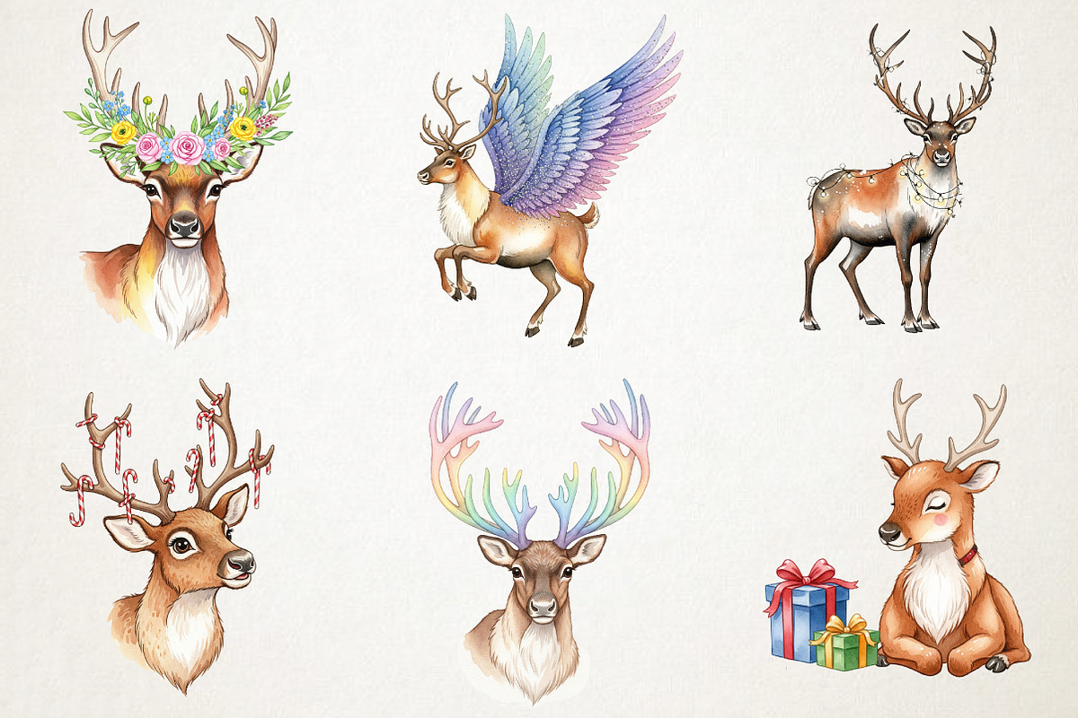 Magical Reindeer Christmas Clipart, an Animal Illustration by RobertsArt (Photo 2 of 7)