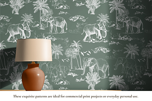 Elephant Toile De Jouy Pattern Set